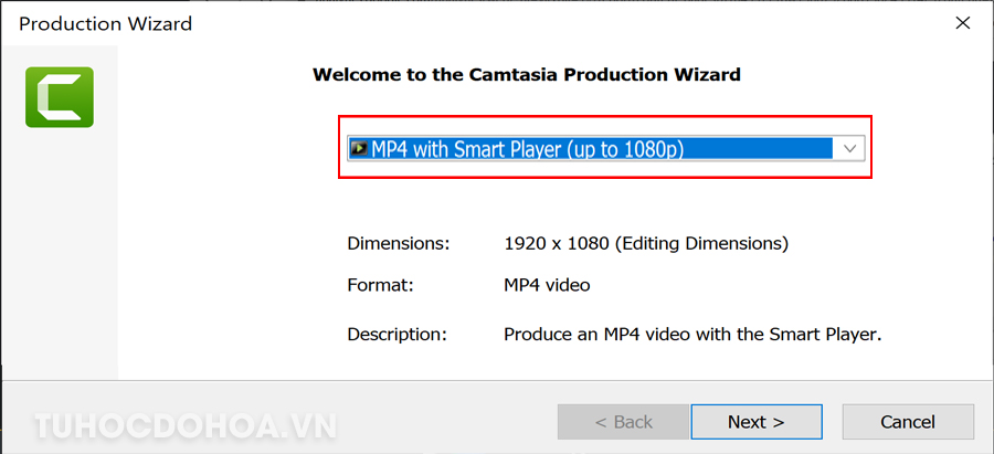 Lựa chọn chất lượng video trong camtasia